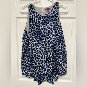 Vince Camuto Blue Cheetah Print Blouse